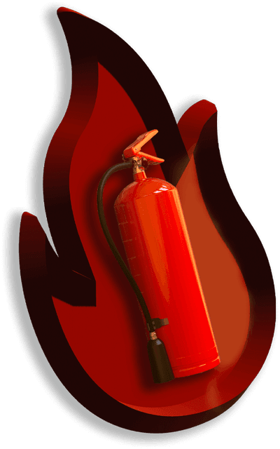 grafica fiamma con estintore