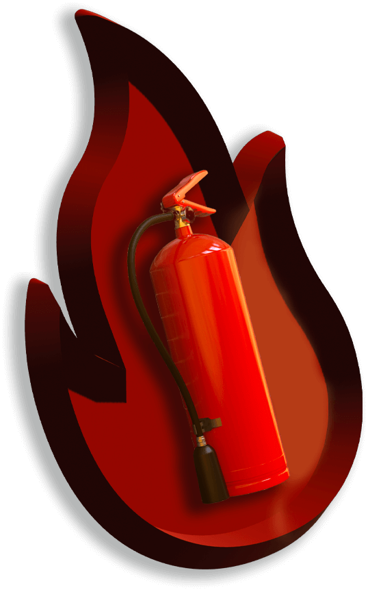 grafica fiamma con estintore